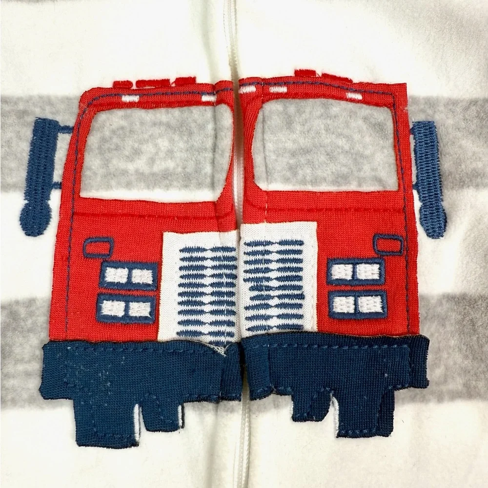 NWT‎ CARTER'S Toddler Boys' Firetruck Striped Microfleece Footie Pajamas Size 2T